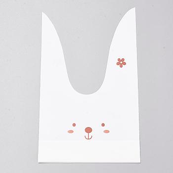 Kawaii Bunny Plastic Bags, Rabbit Head, Peru, 22x13cm, about 49~50pcs/bag