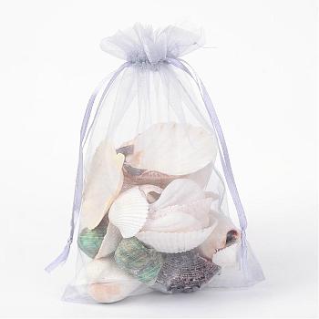 Organza Bags, with Ribbons, Light Grey, 18x13cm