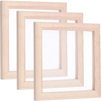 Wooden Paper Making, Papermaking Mould Frame, Screen Tools, for DIY Paper Craft, Square, BurlyWood, 20.1x20.1x1.25cm