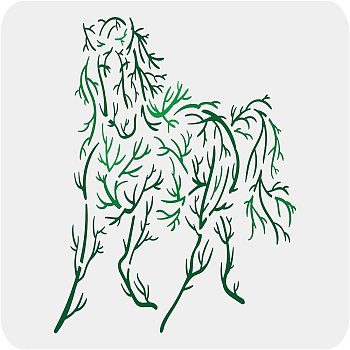 Large Plastic Reusable Drawing Painting Stencils Templates, for Painting on Scrapbook Fabric Tiles Floor Furniture Wood, Rectangle, Horse Pattern, 297x210mm