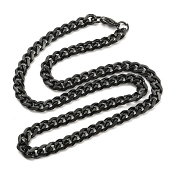 201 Stainless Steel Curb Chain Necklaces, Black, 19.88 inch(50.5cm)