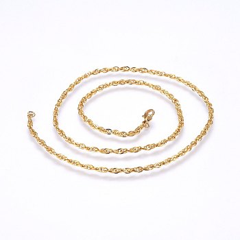 304 Stainless Steel Rope Chain Necklaces, with Lobster Claw Clasps, Golden, 17.7 inch(45cm), 1.7mm