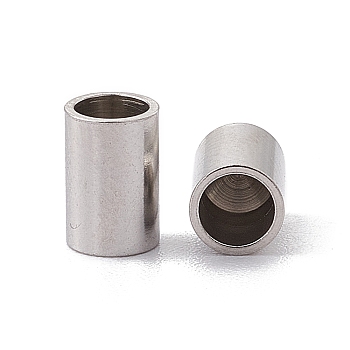 201 Stainless Steel Cord Ends, End Caps, Column, Stainless Steel Color, 6x4mm, Inner Diameter: 3mm