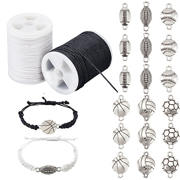 Elite DIY Jewelry Making Kit, Including Alloy Links, Cadmium Free & Lead Free, Waxed Cotton Cord, Antique Silver, Alloy Links: 60pcs/box