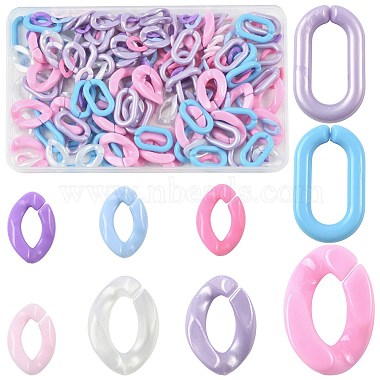 180Pcs 9 Colors Opaque Acrylic Linking Rings(OACR-FS0002-78)-1