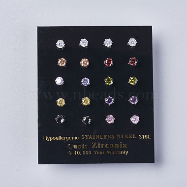 Mixed Color Cubic Zirconia Stud Earrings