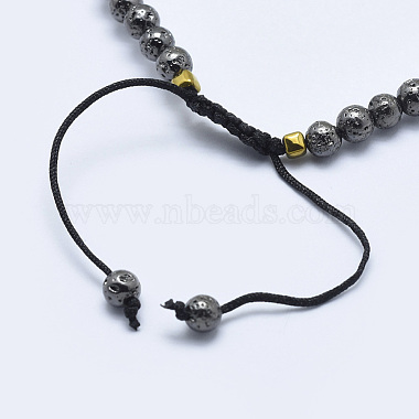 Bracelets de perles tressées en pierre de lave naturelle galvanisée(BJEW-I258-B01)-3