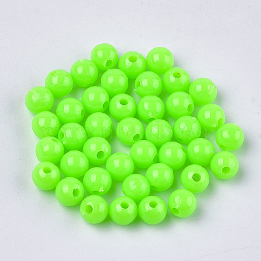 6mm Lime Round Plastic Beads