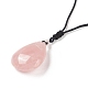 Natural Rose Quartz Pendant Necklace for Women(NJEW-C031-01)-3
