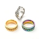 3Pcs 3 Colors 201 Stainless Steel Curb Chain Finger Rings Set for Women(RJEW-YW0001-02)-3