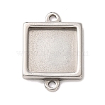 304 Stainless Steel Connector Cabochons Settings, Square, Steel Blue, 15x12x2mm, Tray Size: 10x10mm(STAS-H240-69P)