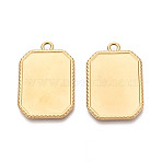 304 Stainless Steel Pendant Cabochon Settings, Polygon, Ion Plating(IP), Real 18K Gold Plated, 38.5x25.5x2mm, Hole: 3~3.5x3mm, Tray: 30.5x21.5mm(STAS-N108-76G)
