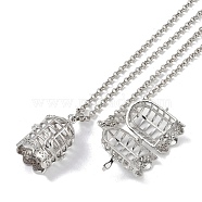Brass Pendant Necklaces, Iron Rolo Chains, Birdcage, Platinum, 32.60 inch(828mm)(NJEW-G089-11P)