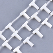 Natural Freshwater Shell Beads, Top Drilled Beads, White, Letter.T, 10x7.5x3mm, Hole: 0.8mm(SHEL-T012-59T)