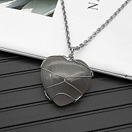Natural Gray Agate Pendant Necklaces, 19.69 inch(50cm)(CY8832-11)