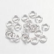 Brass Jump Rings, Cadmium Free & Lead Free, Open Jump Rings, Silver Color Plated, 20 Gauge, 4x0.8mm, Inner Diameter: 2.4mm, about 11000pcs/500g(JRC4MM-S)