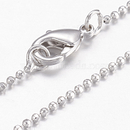 Brass Ball Chain Necklaces Making, with Lobster Claw Clasps, Real Platinum Plated, 17.5 inch(44.5cm)(X-MAK-L009-06P)