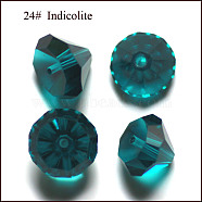 Imitation Austrian Crystal Beads, Grade AAA, Faceted, Diamond, Dark Cyan, 9.5~10x7~8mm, Hole: 0.9~1mm(SWAR-F075-10mm-24)