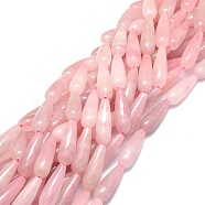 Natural Rose Quartz Beads Strands, Waterdrop, 30x10mm, Hole: 1.4mm, about 13pcs/strand, 15.75''(40cm)(G-E576-32)