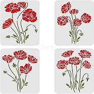PET Hollow out Drawing Painting Stencils Sets for Kids Teen Boys Girls, for DIY Scrapbooking, School Projects, Flower Pattern, 29.7x21cm, 4 sheets/set(DIY-WH0172-839)