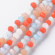 Glass Beads Strands, Faceted Rondelle, Mixed Color, 3x2.5mm, Hole: 0.6mm, about 192~195pcs/strand, 16.93 inch~17.52 inch(43cm~44.5cm)(GLAA-T006-09C)