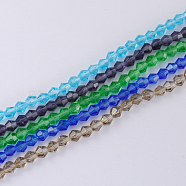 Imitation Austrian Crystal 5301 Bicone Beads, Faceted Glass Beads Strands, Mixed Color, 2x3mm, Hole: 0.5mm, about 160~180pcs/strand, 16.54 inch~17.32 inch(42~44cm)(GLAA-S026-2mm-M)