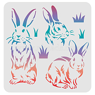 Plastic Reusable Drawing Painting Stencils Templates, for Painting on Scrapbook Fabric Tiles Floor Furniture Wood, Square, Rabbit Pattern, 300x300mm(DIY-WH0172-476)