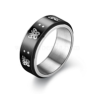 Black Stainless Steel Rotating Finger Ring, Fidget Spinner Ring for Calming Worry Meditation, Butterfly, US Size 10(19.8mm)(PW-WG33260-82)
