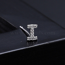Platinum Brass Micro Pave Cubic Zirconia Stud Earrings, Initial Letter, Letter I, No Size(XI6969-9)