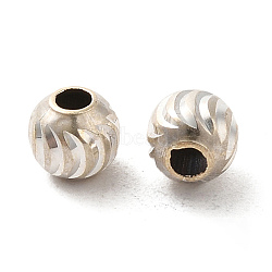 925 Sterling Silver Corrugated Round Spacer Beads, Silver, 4x3.5mm, Hole: 1.6mm(STER-K178-02A-S)