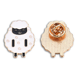 Sheep Shape Enamel Pin, Light Gold Plated Alloy Cartoon Badge for Backpack Clothes, Nickel Free & Lead Free, Creamy White, 20x39.5mm(JEWB-N007-217)