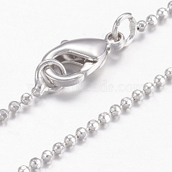 Brass Ball Chain Necklaces, with Lobster Claw Clasps, Real Platinum Plated, 17.5 inch(44.5cm)(X-MAK-L009-06P)