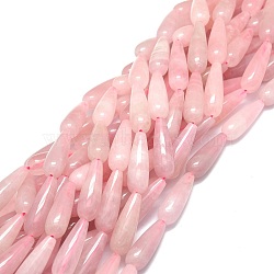 Natural Rose Quartz Beads Strands, Waterdrop, 30x10mm, Hole: 1.4mm, about 13pcs/strand, 15.75''(40cm)(G-E576-32)