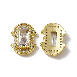 Brass Pave Clear Cubic Zirconia Cabochons, Nail Art Decoration Accessories, with Glass Rhinestone, Oval, Light Gold, 13x9.5x3mm(MRMJ-B002-05LG)