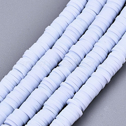 Handmade Polymer Clay Beads Strands, for DIY Jewelry Crafts Supplies, Heishi Beads, Disc/Flat Round, Light Steel Blue, 6x0.5~1mm, Hole: 1.8mm, about 320~447pcs/strand, 15.75 inch~16.14 inch(40~41cm)(X-CLAY-R089-6mm-024)
