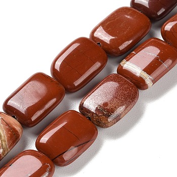 Natural Red Jasper Beads Strands, Rectangle, 14~15x10~11x5~5.5mm, Hole: 1~1.2mm, about 28pcs/strand, 16.02 inch(40.7cm)