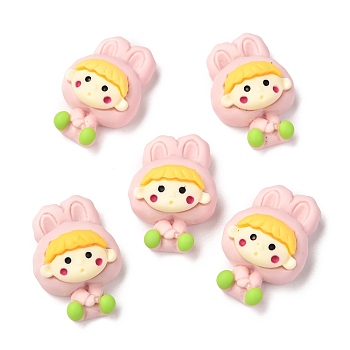 Opaque Resin Cabochons, Doll, Pink, 24x17x10.5mm