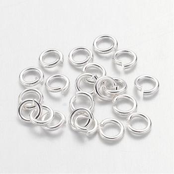 Brass Jump Rings, Cadmium Free & Lead Free, Open Jump Rings, Silver Color Plated, 20 Gauge, 4x0.8mm, Inner Diameter: 2.4mm, about 11000pcs/500g