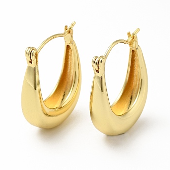 Brass Oval Hoop Earrings for Women, Lead Free & Cadmium Free, Golden, 22x17.5x6mm, Pin: 0.7mm