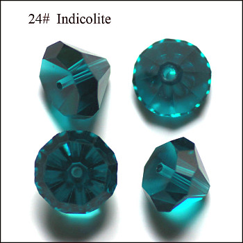 Imitation Austrian Crystal Beads, Grade AAA, Faceted, Diamond, Dark Cyan, 9.5~10x7~8mm, Hole: 0.9~1mm
