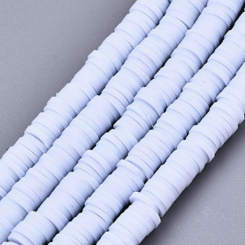 Handmade Polymer Clay Beads Strands, for DIY Jewelry Crafts Supplies, Heishi Beads, Disc/Flat Round, Light Steel Blue, 6x0.5~1mm, Hole: 1.8mm, about 320~447pcs/strand, 15.75 inch~16.14 inch(40~41cm)