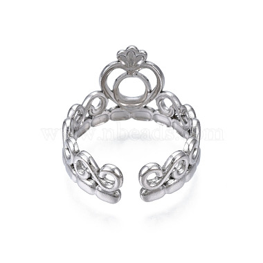 304 anneau de manchette ouvert couronne de coeur en acier inoxydable pour femme(RJEW-S405-259P)-3