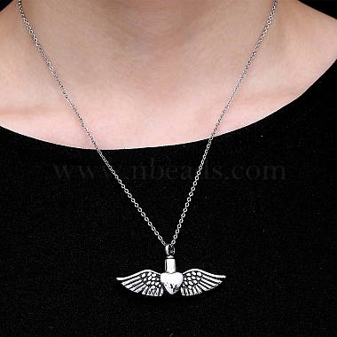 Wing with Heart Locket Pet Memorial Necklace(BOTT-PW0001-107B)-4