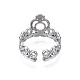 304 anneau de manchette ouvert couronne de coeur en acier inoxydable pour femme(RJEW-S405-259P)-3