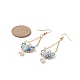 pendientes colgantes de perlas naturales y lágrima de cristal con flor(EJEW-TA00222-01)-2