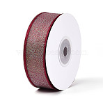 Sparkle Organza Satin Ribbon, for Gift Packaging, Indian Red, 1 inch(25mm), about 20.00 Yards(18.29m)/Roll(SRIB-T009-03B)