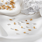 80Pcs 2 Colors Brass Screw Clasps, for Necklaces Making, Column, Platinum & Golden, 7x4mm, Hole: 0.7mm, 40pcs/color(KK-LP0001-93)