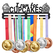 Iron Medal Hanger Holder Display Wall Rack, with Screws, Word I Run For Cupcakes, Food, 150x400mm(ODIS-WH0021-766)