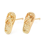 Flip Flops Alloy Stud Earrings for Women, with 304 Stainless Steel Steel Pin, Cadmium Free & Lead Free, Light Gold, 13x5.5mm(PALLOY-Q447-01LG)