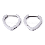 304 Stainless Steel Huggie Hoop Earrings, Heart, Stainless Steel Color, 14.5x16x3mm, Pin: 0.8mm(STAS-R115-24P)